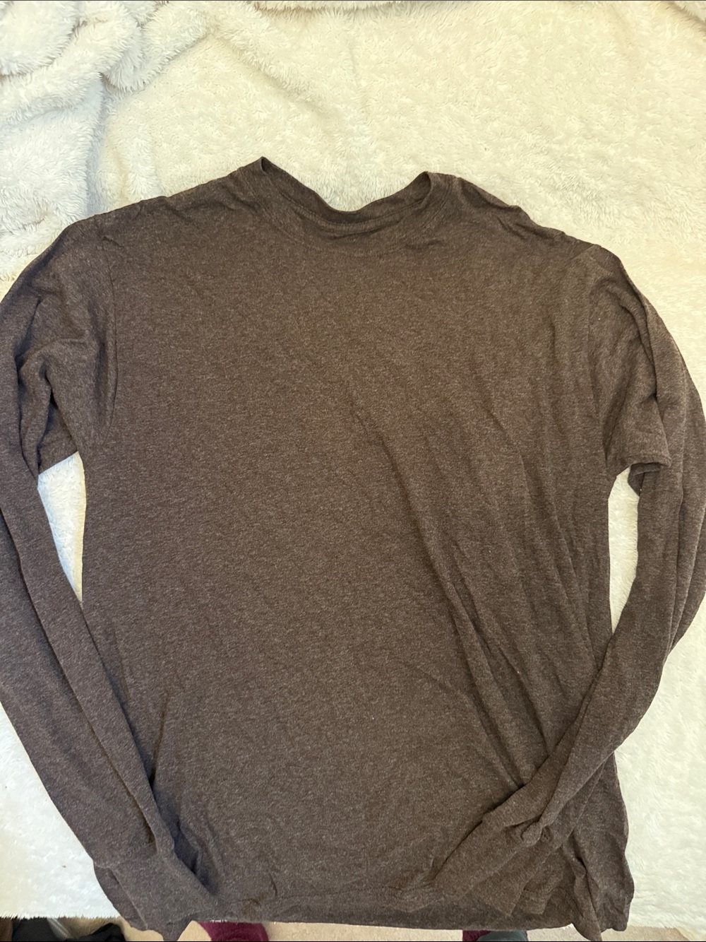 5 for $10 Hanes Men's Long-Sleeve Crewneck Shirt - Dark Brown Heather